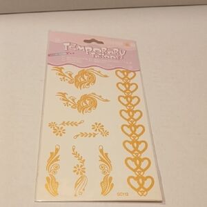 Gold Color Heart Temporary Tattoo Set NWT